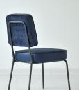 Metal structure. Soft seat and backrest are covered with velvet and soft leather available in several colours. Vintage and classic style padded chair.