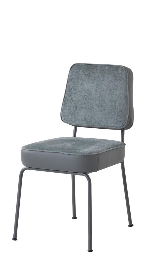 Metal structure. Soft seat and backrest are covered with velvet and soft leather available in several colours. Vintage and classic style padded chair.