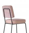 Metal structure. Soft seat and backrest are covered with velvet and soft leather available in several colours. Vintage and classic style padded chair.
