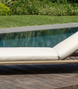 Beautiful and luxurious sunbed designed by Ludovica and Roberto Palomba. Padded straps and soft removable cushions. Online Shop, free home delivery.