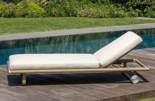 Beautiful and luxurious sunbed designed by Ludovica and Roberto Palomba. Padded straps and soft removable cushions. Online Shop, free home delivery.