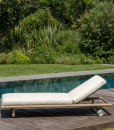 Beautiful and luxurious sunbed designed by Ludovica and Roberto Palomba. Padded straps and soft removable cushions. Online Shop, free home delivery.