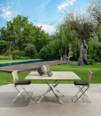 Talented Ludovica and Roberto Palomba designers signed the Geo furniture collection. The outdoor square table has an Accoya wood top and stainless steel base