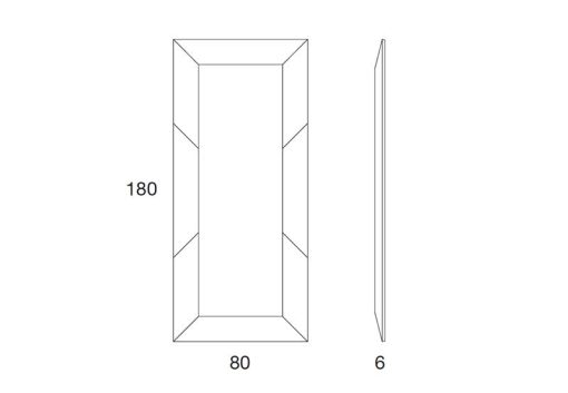 Andrea Lucatello signs a large rectangular mirror with ceramic inlays. Horizontal or vertical arrangement. lay on the wall or on the ground. Home delivery.