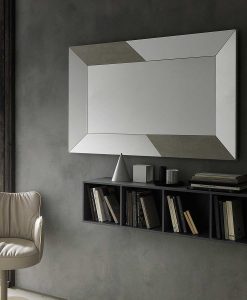 Rectangular mirror with ceramic inlays. Horizontal or vertical arrangement. lay on the wall or on the ground. Design Andrea Lucatello. Home delivery.