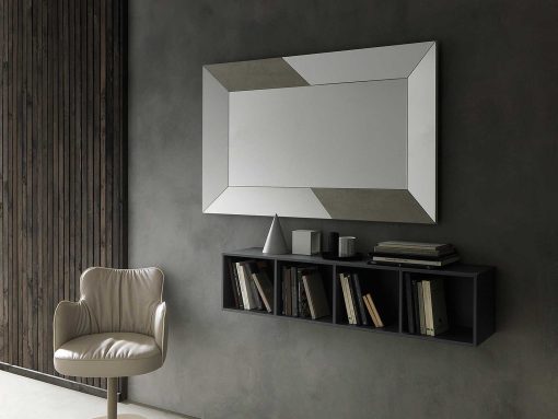 Rectangular mirror with ceramic inlays. Horizontal or vertical arrangement. lay on the wall or on the ground. Design Andrea Lucatello. Home delivery.