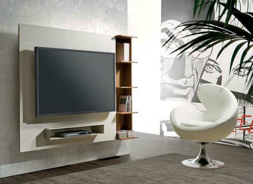 Meuble porte TV orientable avec bibliothèque. Vente en ligne de porte TV design made in Italy. Transport offert. Achetez nos meubles haut de gamme italiens.