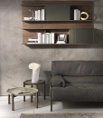 Bibliohèque murale en bois et verre avec portes coulissantes. Vente en ligne de bibliothèques design made in italy haut de gamme avec livraison gratuite.