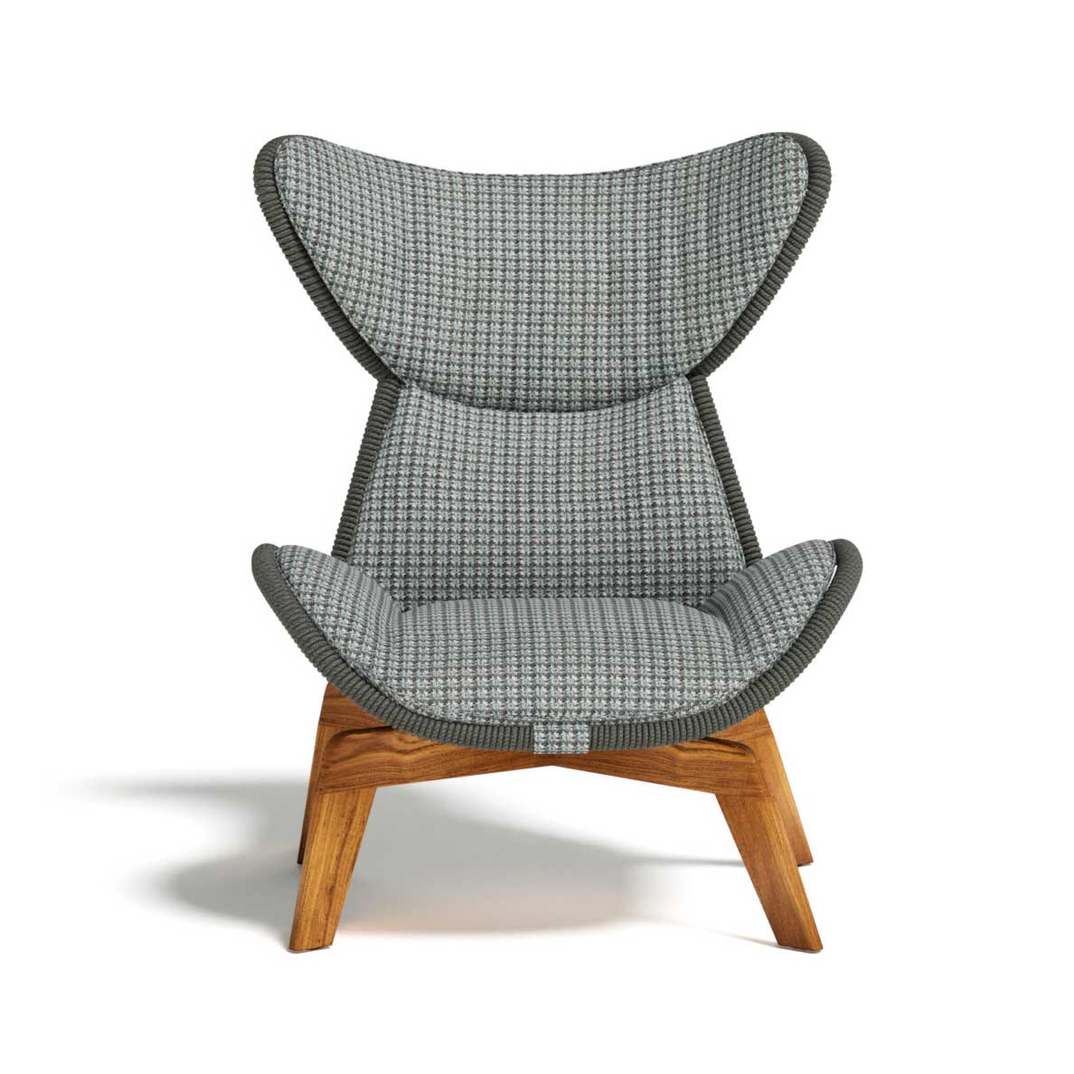 Élégance digne d'un article d'intérieur, ce fauteuil lounge a base en teck et structure tubulaire avec cordes et coussins rembourrés. Livraison gratuite.