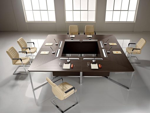 tavolo da riunione meeting made in italy design online ufficio vetro legno grande rettangolare su misura componibile