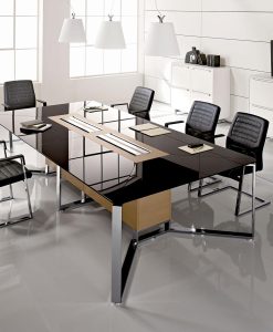 tavolo da riunione meeting made in italy design online ufficio vetro legno grande rettangolare su misura componibile