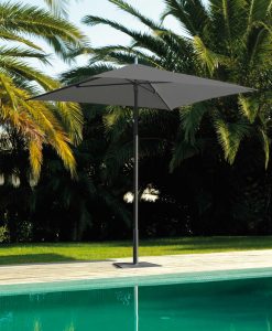 Parasol avec pied central gris ou blanc. Vente en ligne de meubles et accessoires pour jardins et terrasses avec livraison gratuite.