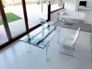 table à rallonges metal salon verre transparente unique trempé xxl meubles design contemporains en ligne haut gamme vente site italiens qualité salle manger