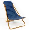 An extraordinary outdoor deckchair, perfect for the most luxurious mountain chalets. Steel, cashmere and suede leather. Tilt-adjustable. Free shipping.