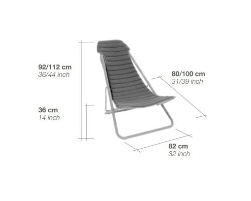 An extraordinary outdoor deckchair, perfect for the most luxurious mountain chalets. Steel, cashmere and suede leather. Tilt-adjustable. Free shipping.