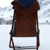 An extraordinary outdoor deckchair, perfect for the most luxurious mountain chalets. Steel, cashmere and suede leather. Tilt-adjustable. Free shipping.
