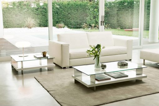 Design by Fabio Rebosio. Unique and luxurious coffee table with double shelf. Wood and glass perfectly mixed in a stylish furniture complement. Free delivery