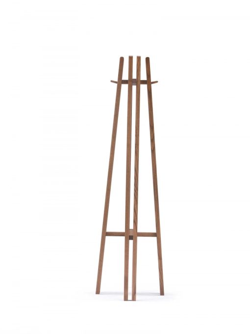 KEN Floor Coat Hanger in solid walnut-stained plywood.