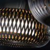 Art of weaving and technical performance. A round scenographic black pendant lamp designed by Elisa Giovannoni. Worldwide home delivery.