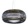 Art of weaving and technical performance. A round scenographic black pendant lamp designed by Elisa Giovannoni. Worldwide home delivery.