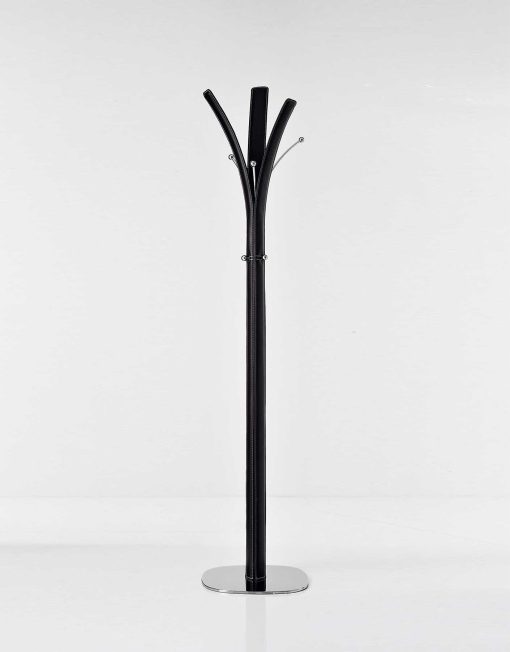 Refined clothes stand designed by Arter and Citton. Covered with regenerated leather. Metal frame, chromed details. Home delivery, online shopping.