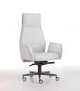 Kefa executive armchair in white leather, design Matteo Nunziati. Steel frame and polyurethane. 5-star aluminium swivel base. Free delivery. Online shopping