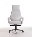 Kefa executive armchair in white leather, design Matteo Nunziati. Steel frame and polyurethane. 5-star aluminium swivel base. Free delivery. Online shopping