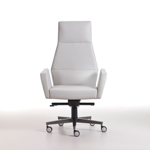 Kefa est un fauteuil de direction en cuir créé par Matteo Nunziati. Structure en acier noyée dans du polyuréthane. Base en aluminium à 5 rayons.
