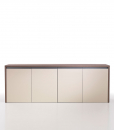 Kefa 4 doors low cabinet is perfect at home as at the office. Design Matteo Nunziati. Eucalyptus wood and saddle leather finishing. Free home delivery.