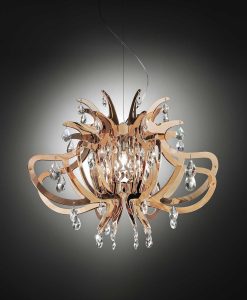 Interpretazione moderna del lussuoso lampadario. Lillibet è realizzato in tecnopolimeri resistenti e riciclabili. Design di Nigel Coates. Made in Italy.