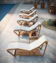 Chaise longue d'extérieur haut de gamme. Teak acier et textilène. Vente en ligne de mobilier de luxe pour jardins et terrasses.