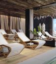Chaise longue d'extérieur haut de gamme. Teak acier et textilène. Vente en ligne de mobilier de luxe pour jardins et terrasses.