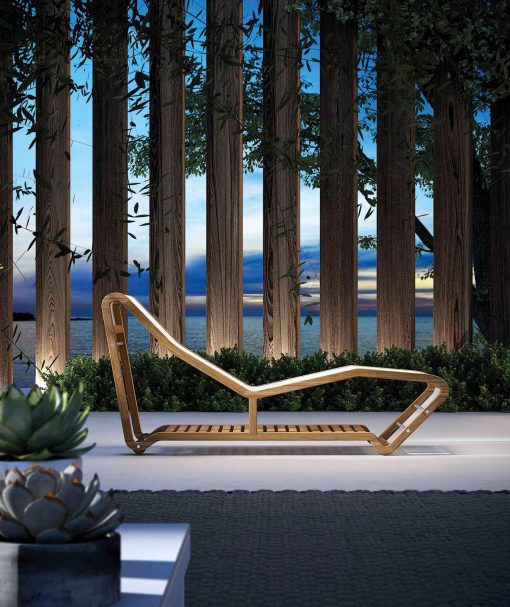 Garden sunbed in teak. Outdoor lounge furniture for villa, hotel, poolside, yacht. Shop online. Free shipment.
