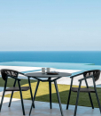 Margot is a small and solid round outdoor table designed by Marco Acerbis. White or grey colours at choice, diameter cm. 90. Online shopping.