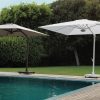 High quality and generous size. 3x3 metres, off-centre foot, a beautiful sun umbrella for your garden, terrace, also perfect for bars and restaurants.
