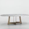 Oval design dining table made in italy. Marble table designed by Umberto Asnago. Buy online our luxury Italian furniture for home, office, garden.