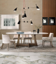 Oval design dining table made in italy. Marble table designed by Umberto Asnago. Buy online our luxury Italian furniture for home, office, garden.