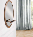 MIRAGGIO is an elegant and refined round mirror with American walnut and clear or bronzed glass. Little shelf included. Made in Italy, free delivery.