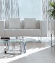 Tavolino rotondo con base cromata e piano in vero o marmo (bianco Carrara o nero Marquinia). Diametro cm 100. Vendita online, consegna a domicilio gratuita.
