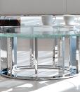 Tavolino rotondo con base cromata e piano in vero o marmo (bianco Carrara o nero Marquinia). Diametro cm 100. Vendita online, consegna a domicilio gratuita.