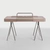 Luxurious writing desk leather covered. You can also use it as toiletry desk. Wood, saddle leather, steel and glass, as well as Umberto Asnago design.