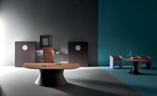 bureau directionnel cuir noyer canaletto Mario Mazzer design haut de gamme luxe moderne en ligne mobilier meuble internet site italiens qualité managerial