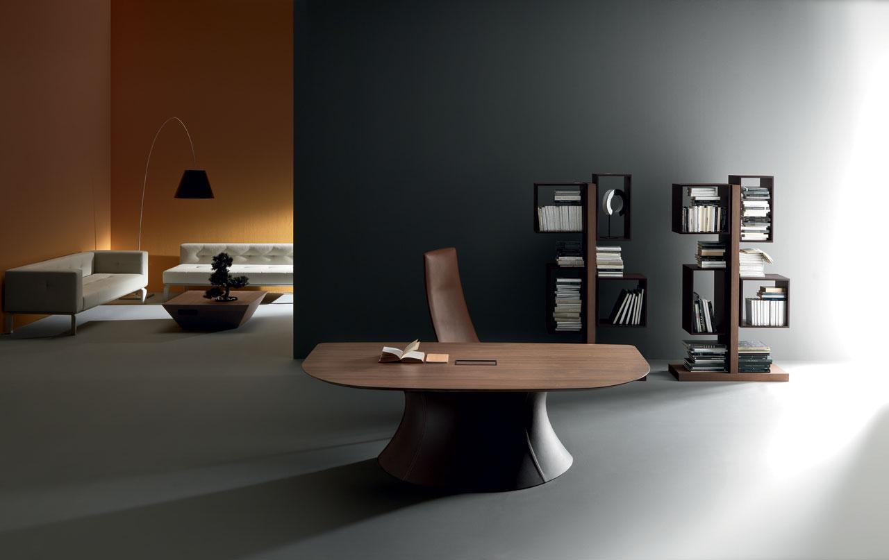 bureau directionnel cuir noyer canaletto Mario Mazzer design haut de gamme luxe moderne en ligne mobilier meuble internet site italiens qualité managerial