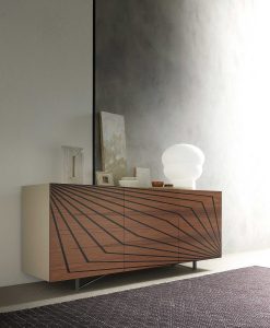 3-door sideboard in lacquered MDF. Walnut veneered doors with ebony inlays. Design by Andrea Lucatello. Made in Italy. Online shopping and home delivery.