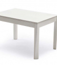 Plurimo table rectangulaire à rallonges laquée blanc avec rallonges gris fumé. Vente en ligne de tables et ameublement design haut de gamme made in italy.