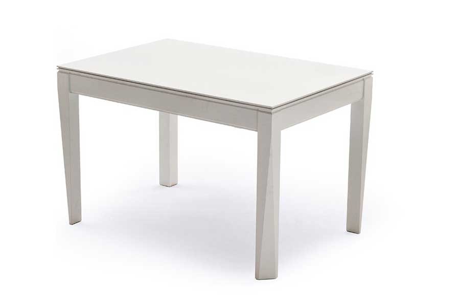 Plurimo table rectangulaire à rallonges laquée blanc avec rallonges gris fumé. Vente en ligne de tables et ameublement design haut de gamme made in italy.