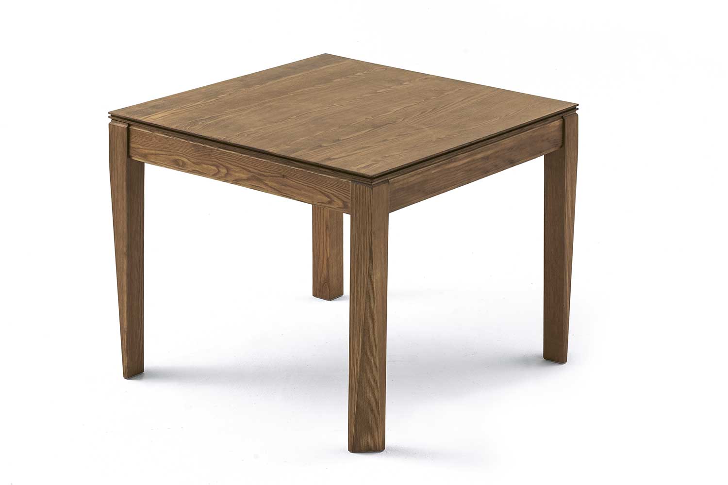 PLURIMO table carrée transformable en frene teinte noyer