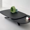 Tavolo trasformabile ellittico regolabile in altezza. Ripiano in ceramica grigio antracite. Tavolini contemporanei. Acquisto online e spedizione gratuita.