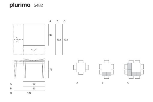 Plurimo 5482 tavolo trasformabile quadrato allungabile