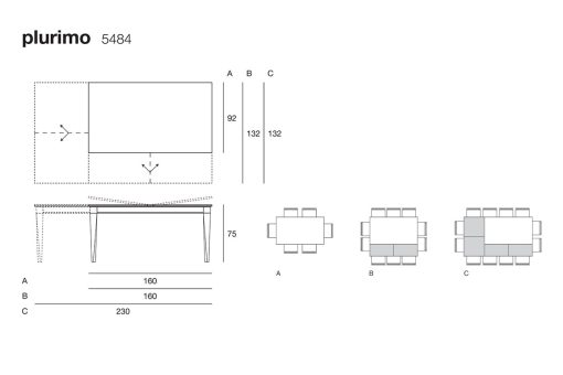 Plurimo rectangular transformable table. Design by Hanno Giesler